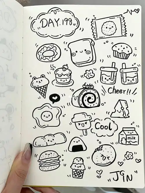 198美食系列o简笔画手帐素材