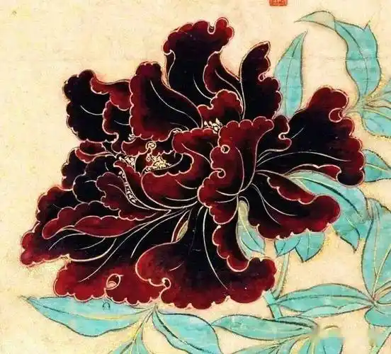 张大千擅画牡丹,画工笔牡丹更是一绝,他最喜欢作"照殿红","泼墨紫","