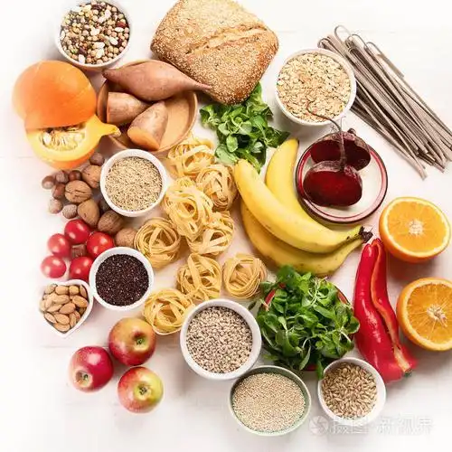 富含碳水化合物的食物.健康食品.顶部视图