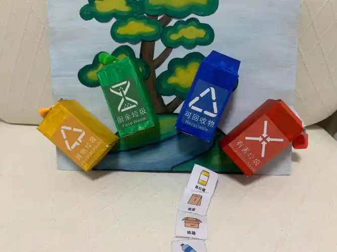 垃圾分类手工制作创意垃圾分类桶