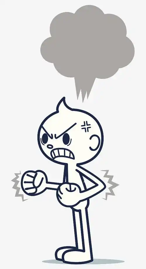 卡通插图着急皱眉的小男孩