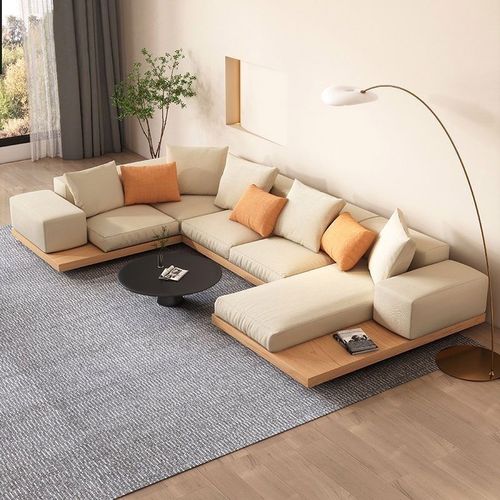 侘寂风格沙发日式系实木沙发现代简约布艺矮沙发转角北欧原木