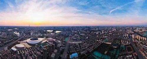 天津水滴体育场地区航拍全景图