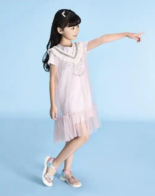 沙驰童鞋女童时尚甜美蝴蝶结一字带凉鞋