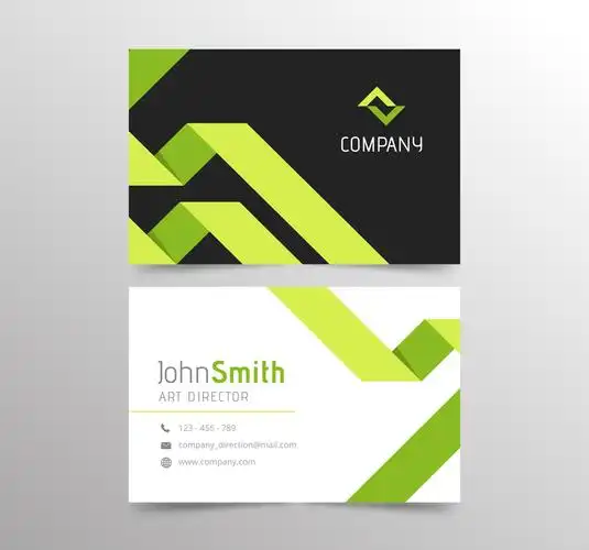创意绿色丝带装饰商务名片正反面矢量图