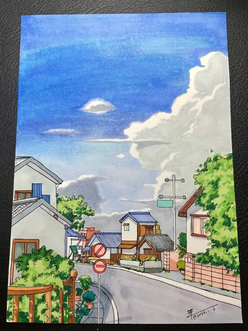 马克笔手绘临摹风景画
