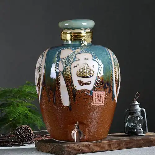 景德镇5斤装陶瓷酒坛子红蓝黄色龙凤宝塔酒瓶白酒散酒药酒密封瓶青花