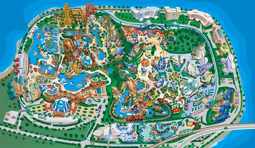 东京迪士尼地图(图片来源:东京迪士尼官网)