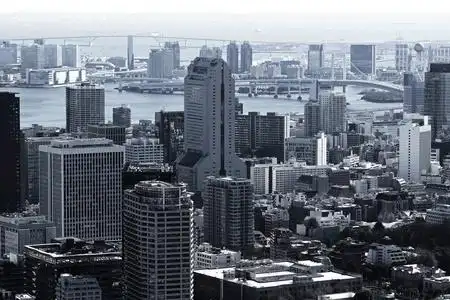 东京湾地区的鸟瞰图照片