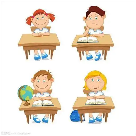 卡通学生上课简笔画