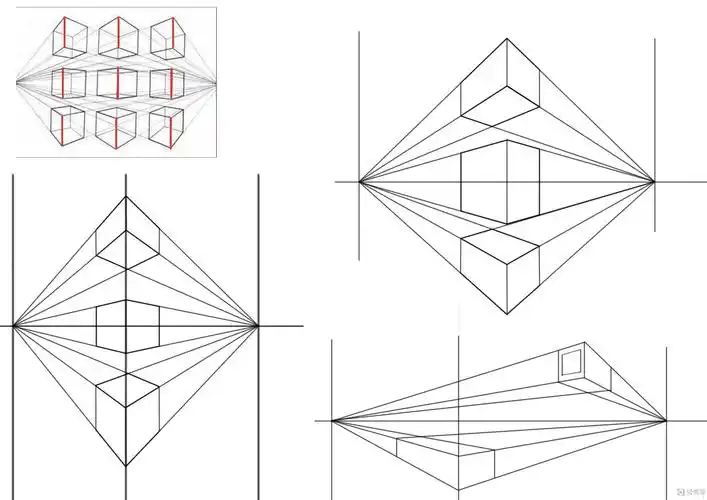 临摹两点透视正方体—美术基础两点透视的训练 举报