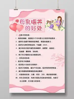 粉色小清新母乳喂养的好处海报