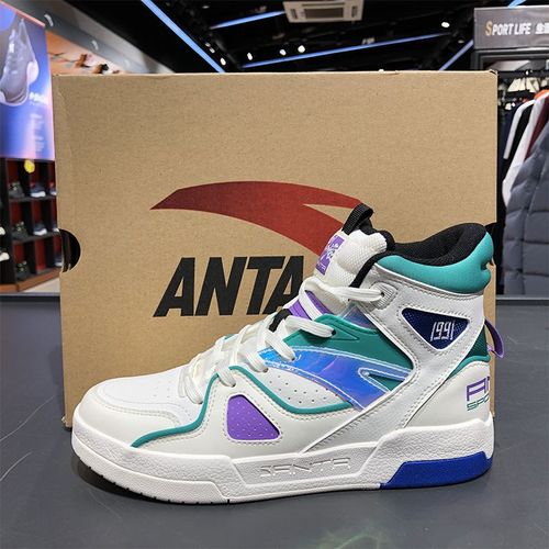 安踏女鞋2020春季新款高帮霸道复古板鞋烈焰运动休闲鞋122018068