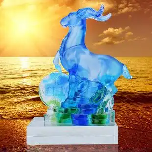 羊生肖摆件 办公室装饰品乔迁新居开业礼品家居饰品琉璃客厅摆设