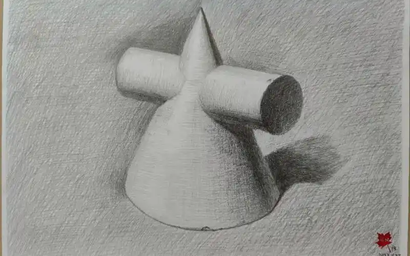 【临摹】圆柱圆锥穿插体——值得开心的事物那么多,哪有时间给负面
