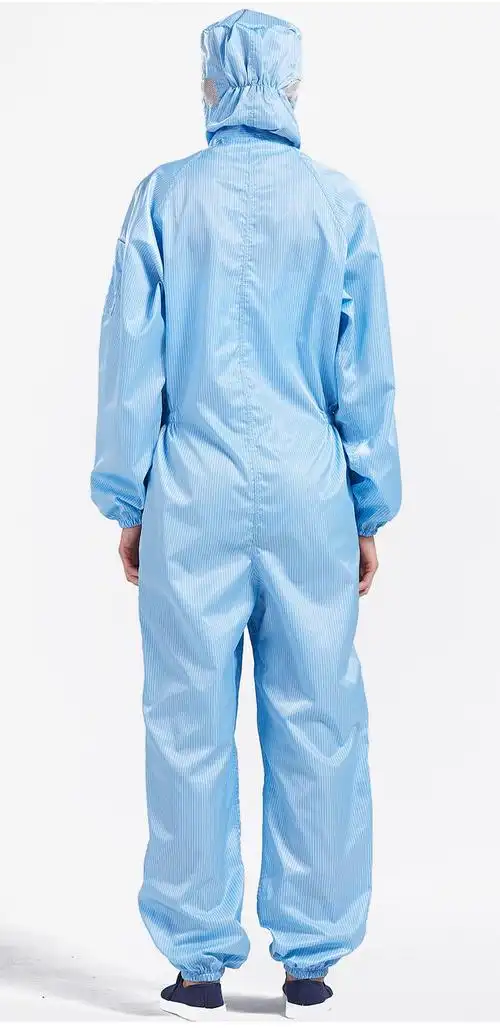 jinle无尘服连体百级防车间电子厂带装衣男网格黄色三连体精品xs