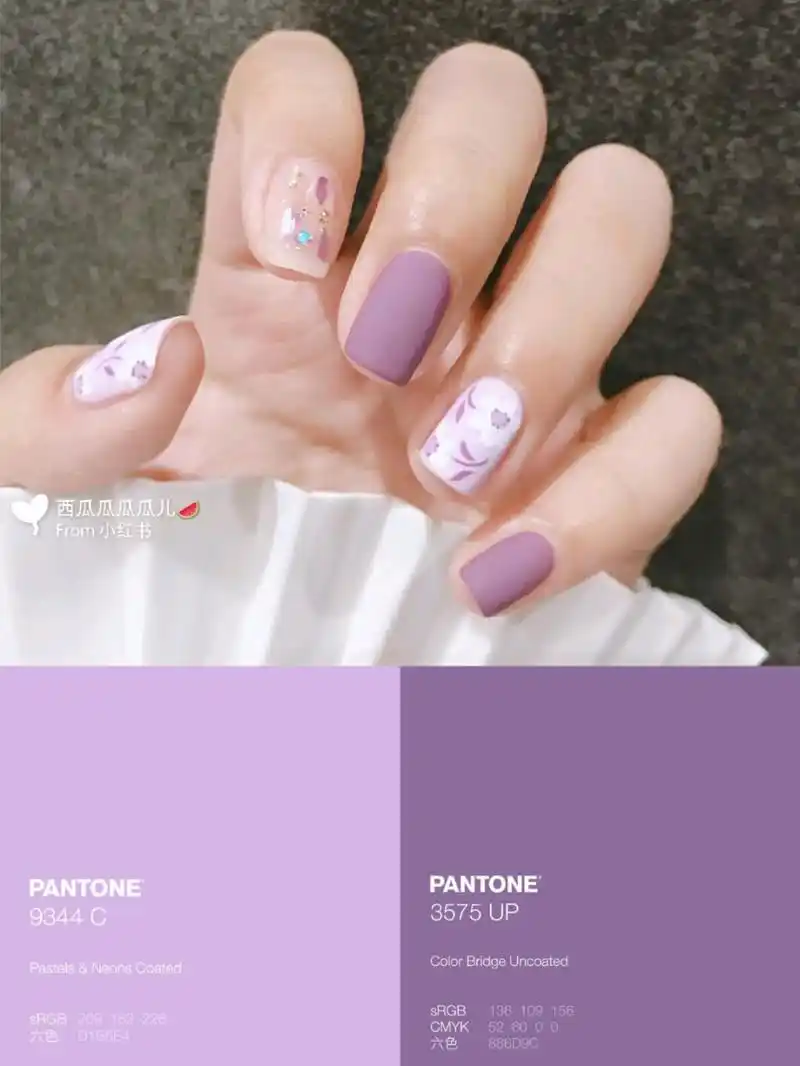 ins风温柔紫色美甲90夏末初秋 你别错过78 这个紫色美甲上手真是