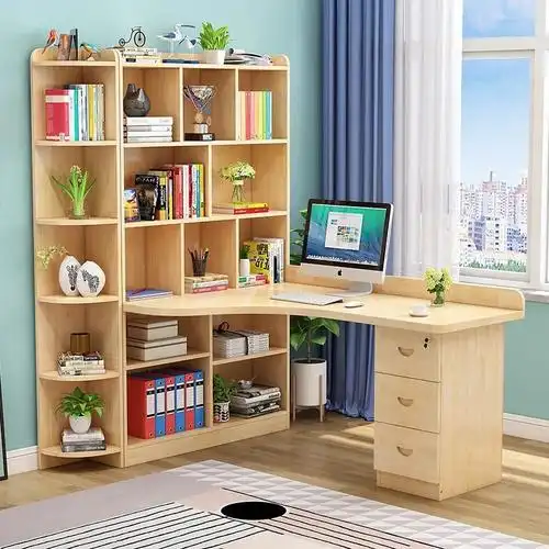 书桌,书柜,卧室一体化设计,也是比较常见的书桌设计,这种设计在不占用