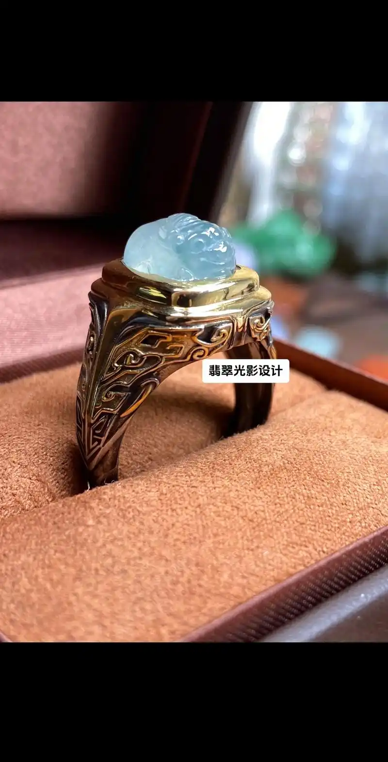 私人定制设计款 男士貔貅翡翠戒面镶嵌设计款#原创珠宝设计 # - 抖音