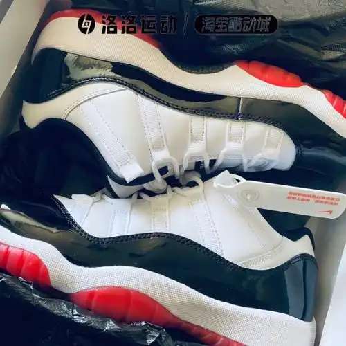 洛洛运动 air jordan 11 low aj11黑红康扣 低帮运动鞋av2187-160