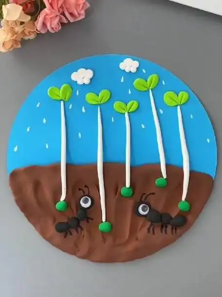 春天了简单漂亮的儿童创意手工粘土画和孩子一起来试试吧