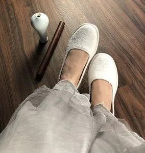 方口平口女士平底单鞋纯色禅意纯手工布鞋千层布底白鞋佛系茶服鞋