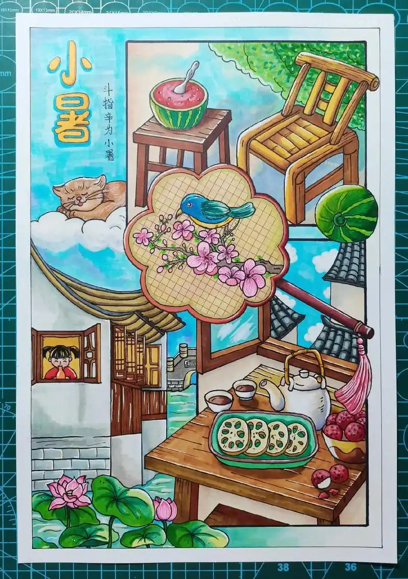 二十四节气.#画画教程 #画一个故事 #二十四节气 #小暑# - 抖音