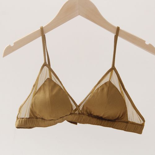 法式网纱夏季内衣蚕丝桑蚕性感透明真丝三角文胸