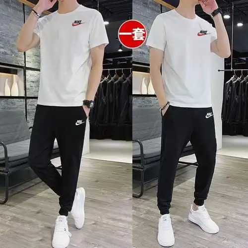 耐克nike套装男装短袖长裤两件套运动装透气快干圆领t恤衫休闲宽松长