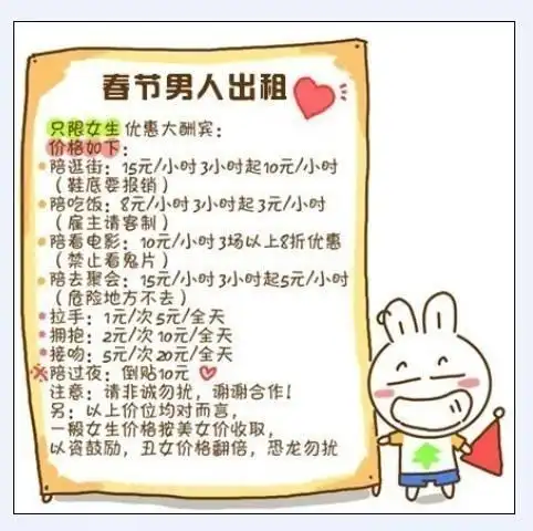 "租男友/女友回家过年"的话题在几年前曾经相当火热,因为屡屡出现不可