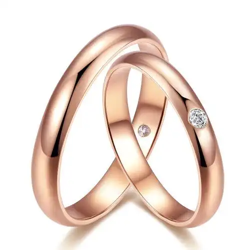 an/鸣钻国际 珍爱 玫瑰18k金钻石对戒 彩金求婚结婚情侣钻石对戒男女