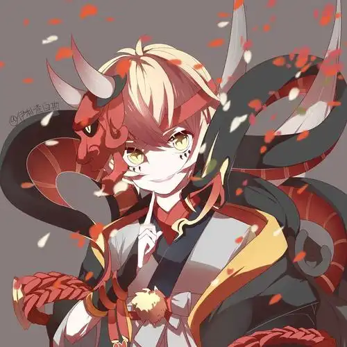 带着般若面具的人鬼怪系列插画