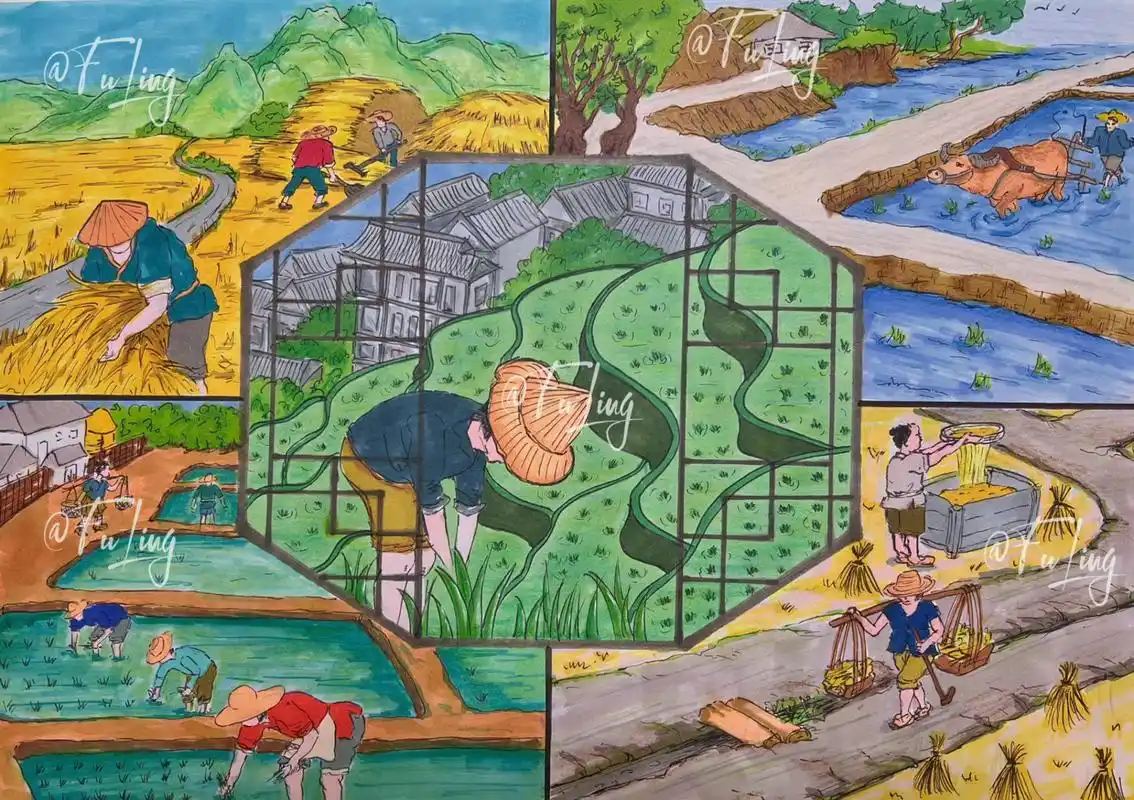 马克笔插画|农耕民俗劳动节主题创意插画 78day 447915记录95