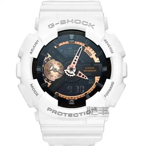 卡西欧(casio)手表 g-shock系列玫瑰金双显运动石英男表 玫瑰金白ga