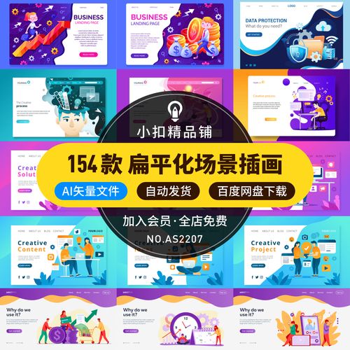 扁平化互联网科技网站网页登录页首页人物场景插画ai矢量设计素材