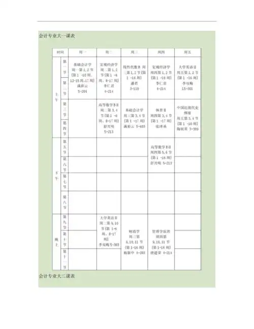 会计大一大二课表