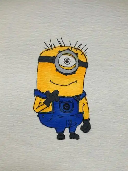 简笔画小黄人大眼萌