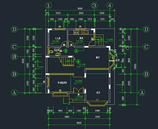 三层别墅建筑结构设计图纸