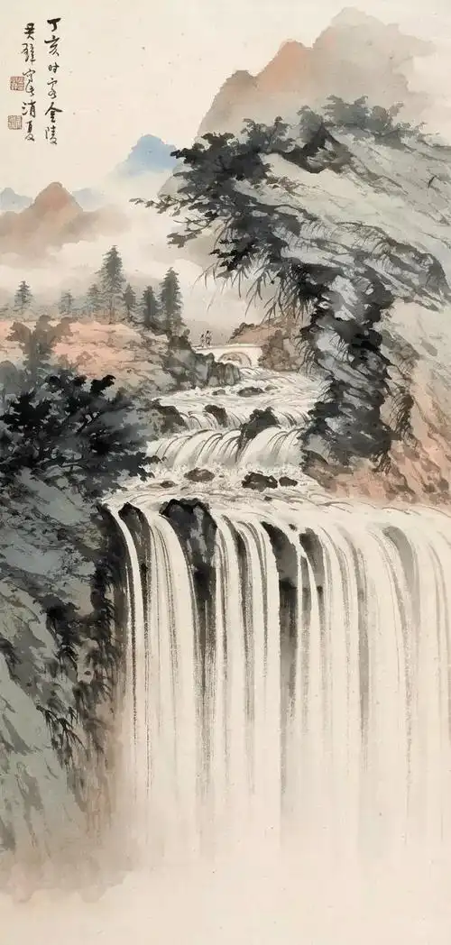 国画——名家笔下的瀑布