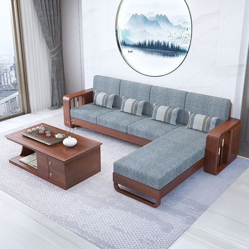 胡桃木全北欧实木沙发组合新中式现代贵妃转角客厅木质胡桃木家具