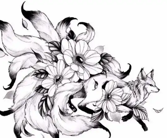 九尾狐纹身手稿_小红书