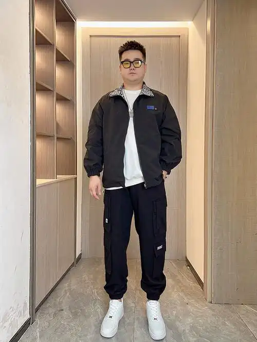 胖子大码春秋季微胖男生显瘦穿搭工装夹克外套男士两面穿潮牌大码胖子