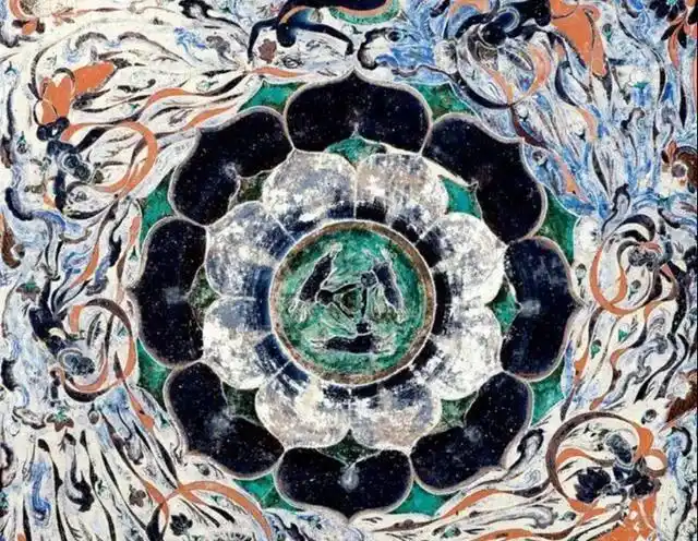 隋,敦煌莫高窟第407窟三兔莲花藻井