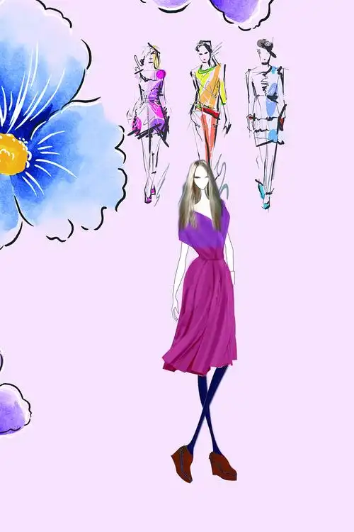 手绘时装海报背景素材