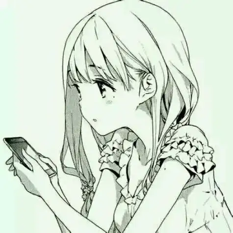 二次女生头像.呆萌侧脸.黑白.