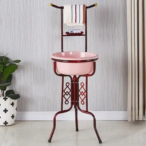 创世人浴室洗脸盆架铁艺落地盆架仿古面盆架卫生间脸盆架毛巾架子