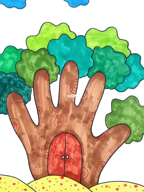 手指大树儿童创意画