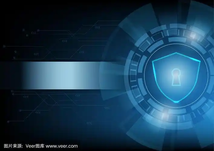 网络安全概念,屏蔽和钥匙孔的技术背景.矢量图