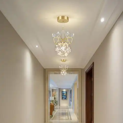 过道灯2022年新款北欧轻奢玄关入户走廊灯简约现代皇冠吊灯阳台灯