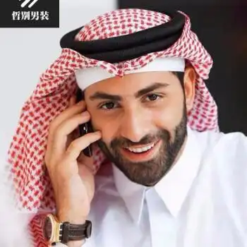 哲别迪拜旅游男服装阿拉伯王子长袍男士长袍红色头巾头箍52